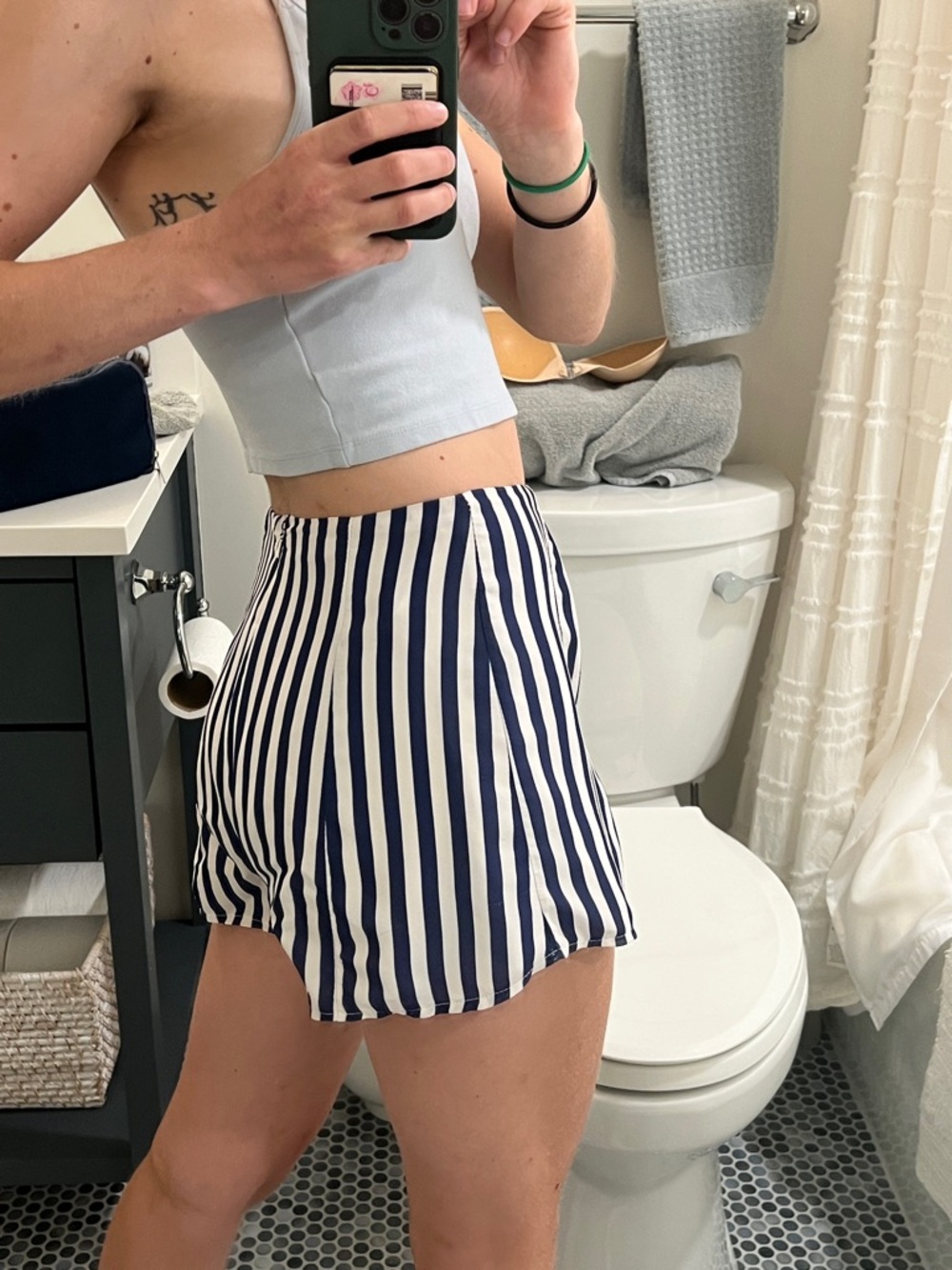 Striped Navy and White Women's Dress Shorts